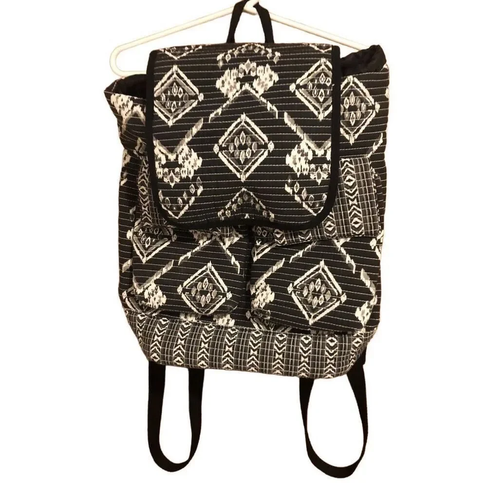 No Boundaries Boho Quilted Backpack Front Snap Pockets Inner Drawstring Closure